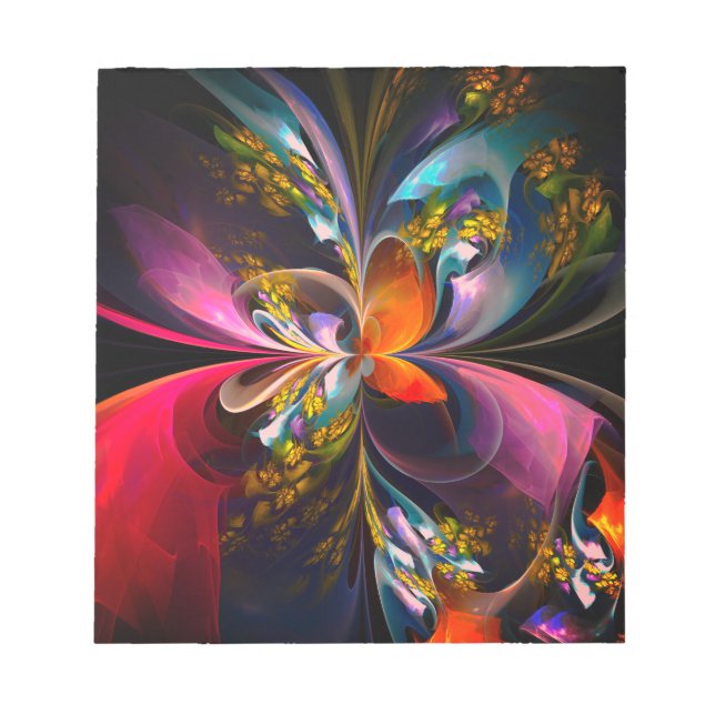 Modern Floral Abstract Art Red Blue Pattern #13 Notepad (Front)
