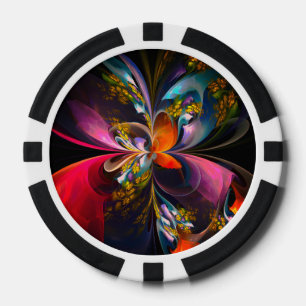Modern Floral Abstract Art Red Blue Pattern #13 Poker Chips