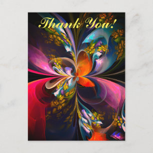 Modern Floral Abstract Art Red Blue Pattern #13 Postcard