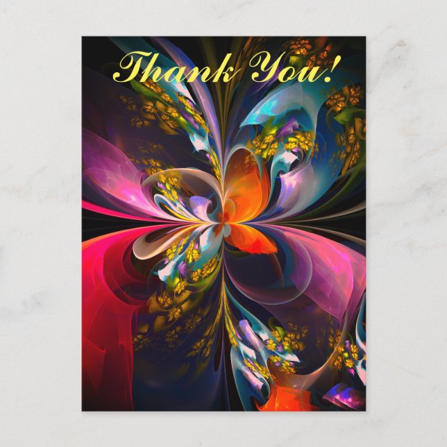 Modern Floral Abstract Art Red Blue Pattern #13 Postcard (Front)