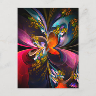 Modern Floral Abstract Art Red Blue Pattern #13 Postcard