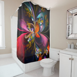 Modern Floral Abstract Art Red Blue Pattern #13 Shower Curtain