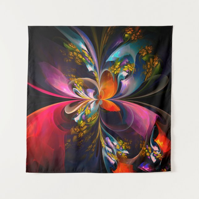 Modern Floral Abstract Art Red Blue Pattern #13 Tapestry (Front)