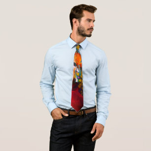 Modern Floral Abstract Art Red Blue Pattern #13 Tie