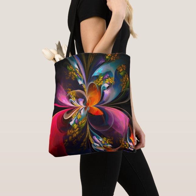 Modern Floral Abstract Art Red Blue Pattern #13 Tote Bag (Close Up)
