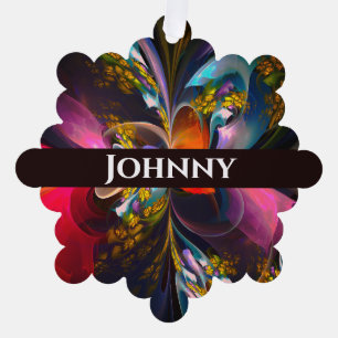 Modern Floral Abstract Art Red Blue Pattern #13 Tree Decoration Card