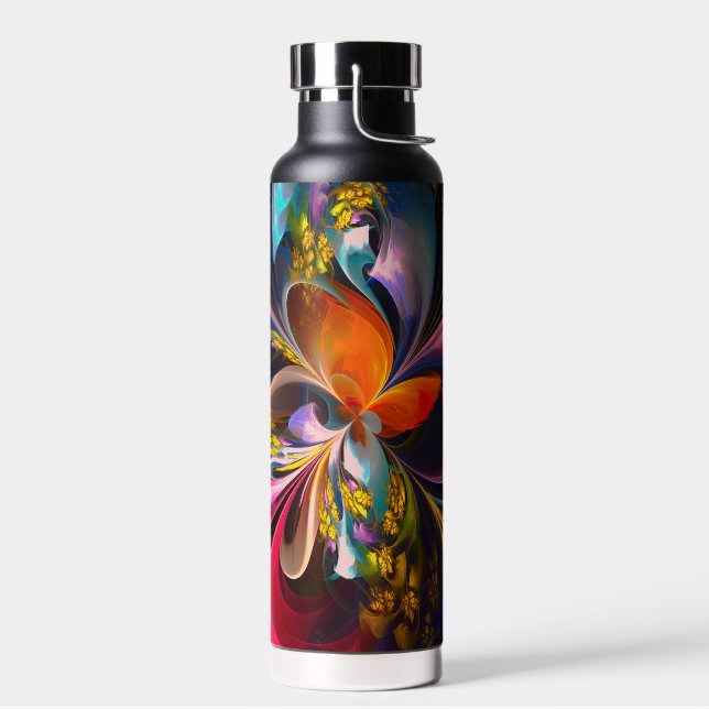 Modern Floral Abstract Art Red Blue Pattern #13 Water Bottle (Left)