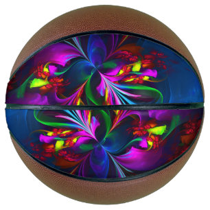 Modern Floral Abstract Art Red Blue Pattern #15 Basketball