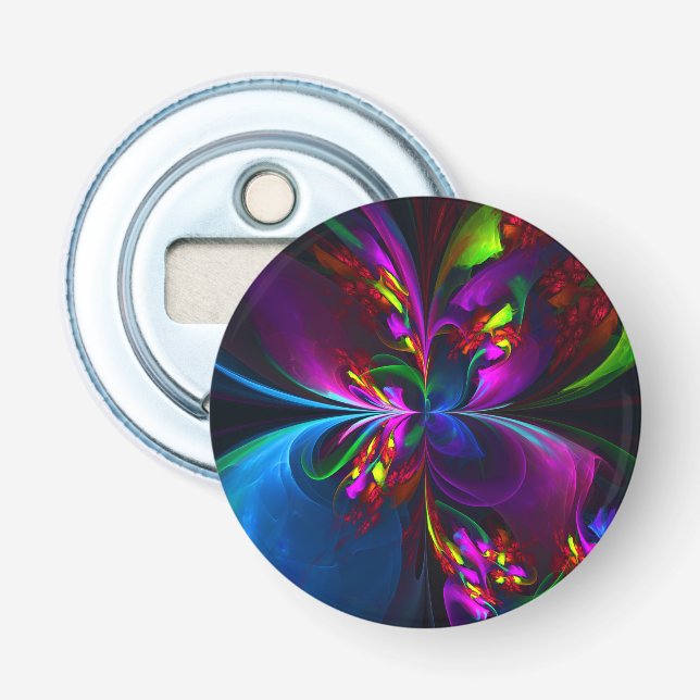 Modern Floral Abstract Art Red Blue Pattern #15 Bottle Opener (Front)