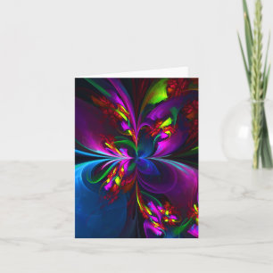 Modern Floral Abstract Art Red Blue Pattern #15 Card