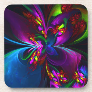 Modern Floral Abstract Art Red Blue Pattern #15 Coaster