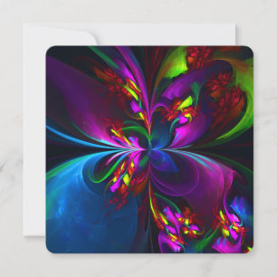 Modern Floral Abstract Art Red Blue Pattern #15 Invitation