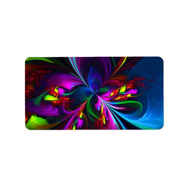 Modern Floral Abstract Art Red Blue Pattern #15 Label (Front)