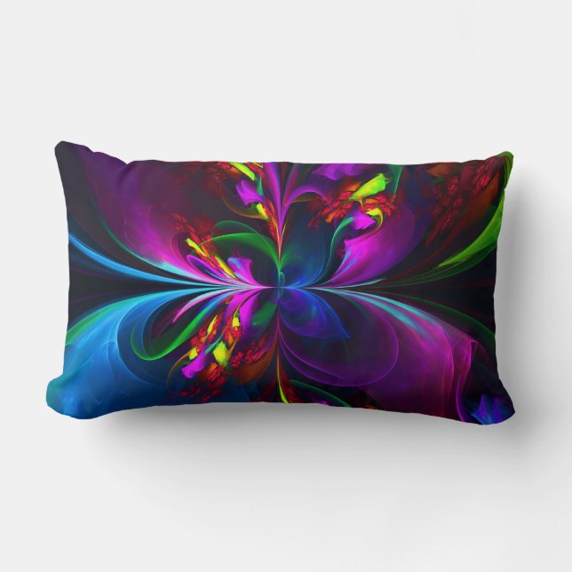 Modern Floral Abstract Art Red Blue Pattern #15 Lumbar Cushion (Front)