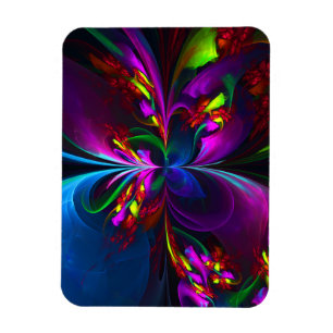 Modern Floral Abstract Art Red Blue Pattern #15 Magnet