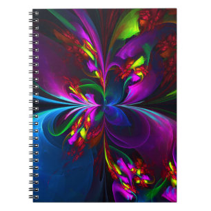 Modern Floral Abstract Art Red Blue Pattern #15 Notebook