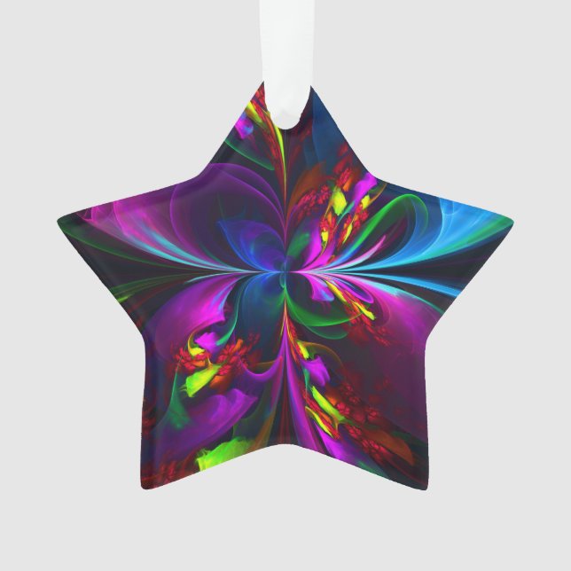 Modern Floral Abstract Art Red Blue Pattern #15 Ornament (Front)