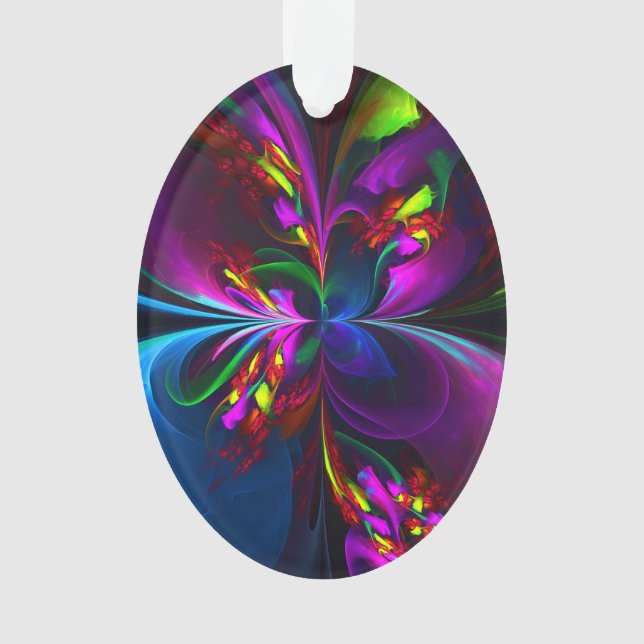 Modern Floral Abstract Art Red Blue Pattern #15 Ornament (Front)