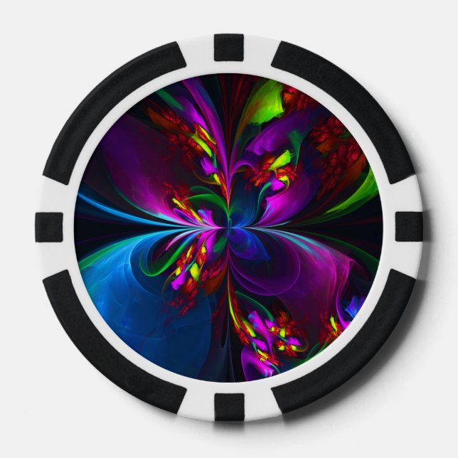Modern Floral Abstract Art Red Blue Pattern #15 Poker Chips (Front)