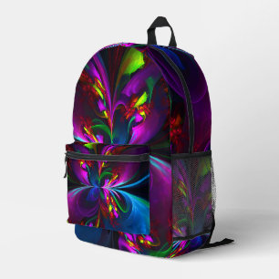Modern Floral Abstract Art Red Blue Pattern #15 Printed Backpack