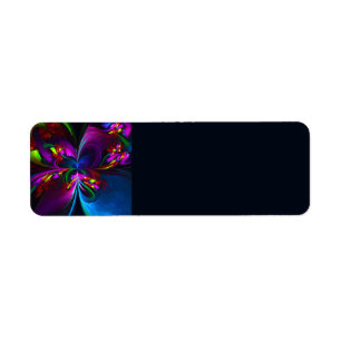 Modern Floral Abstract Art Red Blue Pattern #15 Return Address Label