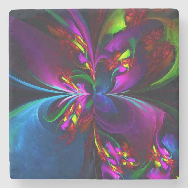 Modern Floral Abstract Art Red Blue Pattern #15 Stone Coaster (Front)