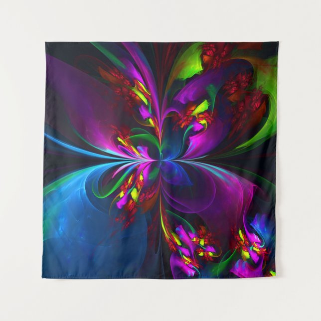 Modern Floral Abstract Art Red Blue Pattern #15 Tapestry (Front)