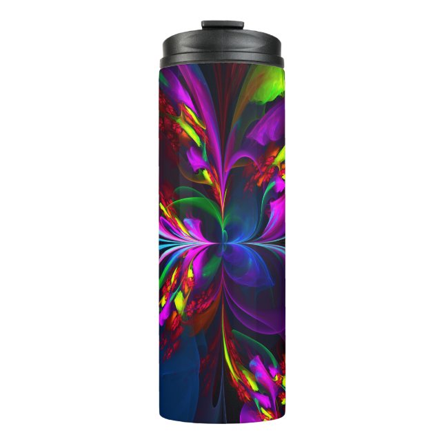 Modern Floral Abstract Art Red Blue Pattern #15 Thermal Tumbler (Front)