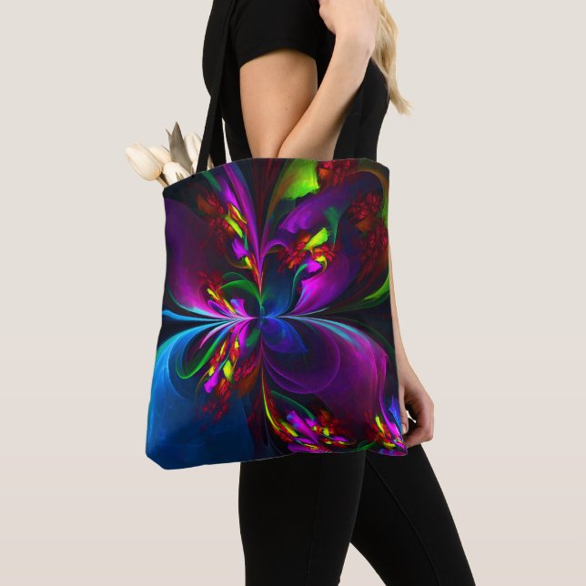 Modern Floral Abstract Art Red Blue Pattern #15 Tote Bag (Close Up)