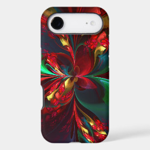 Modern Floral Abstract Art Red Green Pattern #11