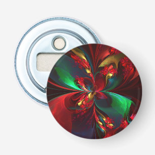 Modern Floral Abstract Art Red Green Pattern #11 Bottle Opener