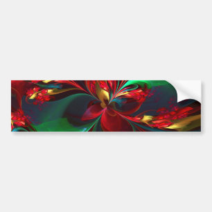 Modern Floral Abstract Art Red Green Pattern #11 Bumper Sticker