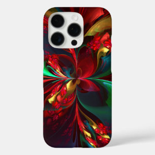 Modern Floral Abstract Art Red Green Pattern #11 iPhone 16 Pro Case