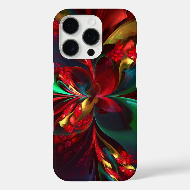 Modern Floral Abstract Art Red Green Pattern #11 Case-Mate iPhone Case (Back)