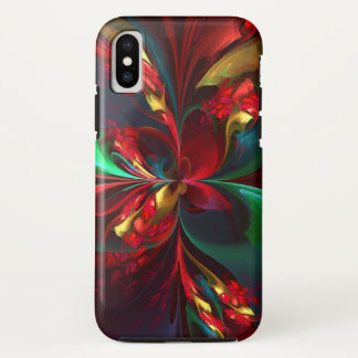 Modern Floral Abstract Art Red Green Pattern #11 iPhone X Case