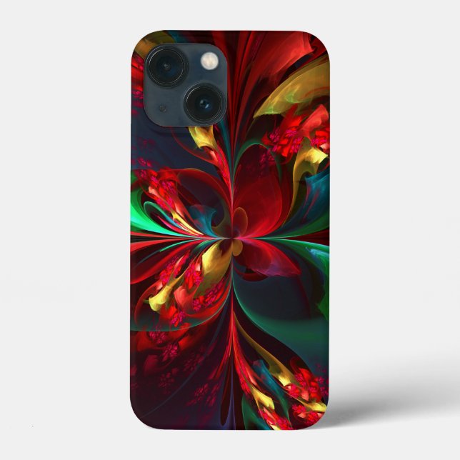 Modern Floral Abstract Art Red Green Pattern #11 Case-Mate iPhone Case (Back)