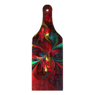 Modern Floral Abstract Art Red Green Pattern #11 Cutting Board