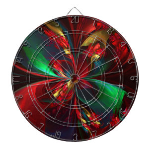 Modern Floral Abstract Art Red Green Pattern #11 Dartboard