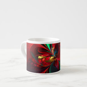 Modern Floral Abstract Art Red Green Pattern #11 Espresso Cup