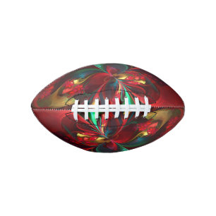 Modern Floral Abstract Art Red Green Pattern #11 Football