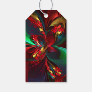 Modern Floral Abstract Art Red Green Pattern #11 Gift Tags