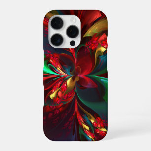 Modern Floral Abstract Art Red Green Pattern #11 iPhone 16 Pro Case
