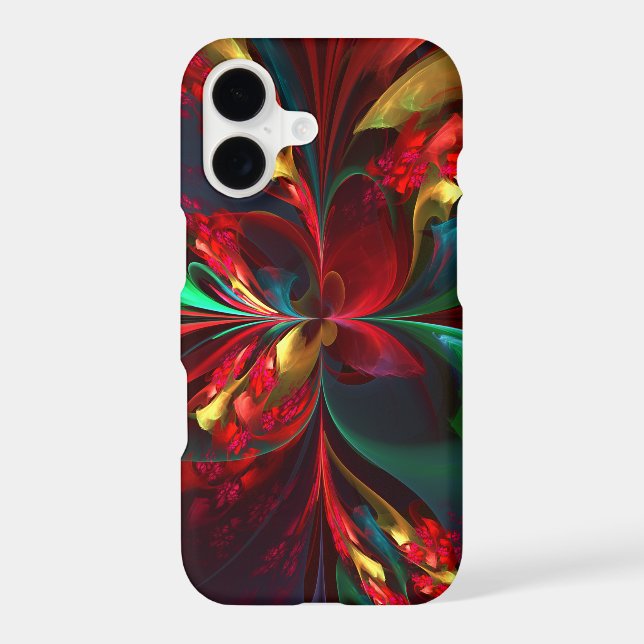 Modern Floral Abstract Art Red Green Pattern #11 iPhone Case (Back)