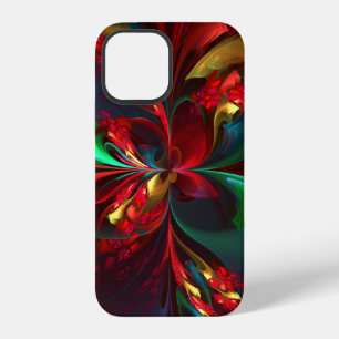 Modern Floral Abstract Art Red Green Pattern #11 iPhone 12 Case