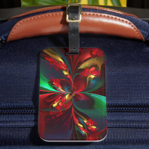 Modern Floral Abstract Art Red Green Pattern #11 Luggage Tag
