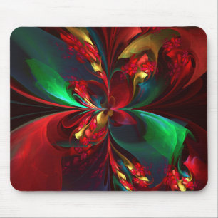 Modern Floral Abstract Art Red Green Pattern #11 Mouse Pad