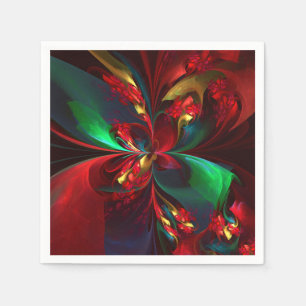 Modern Floral Abstract Art Red Green Pattern #11 Napkin