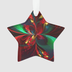 Modern Floral Abstract Art Red Green Pattern #11 Ornament