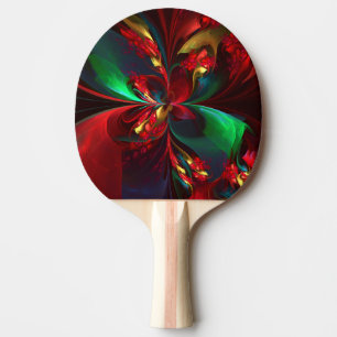 Modern Floral Abstract Art Red Green Pattern #11 Ping Pong Paddle