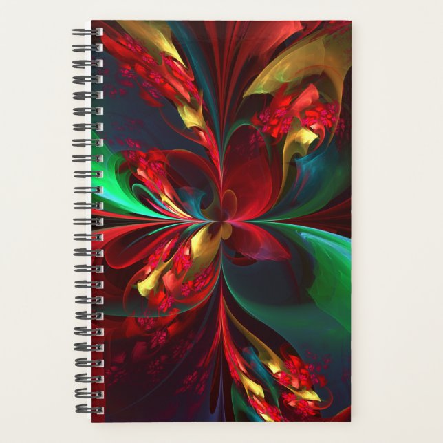 Modern Floral Abstract Art Red Green Pattern #11 Planner (Front)